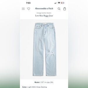 Abercrombie 90s baggy low rise jeans